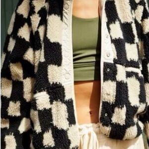 Free People Black and Cream Teddy Jacket